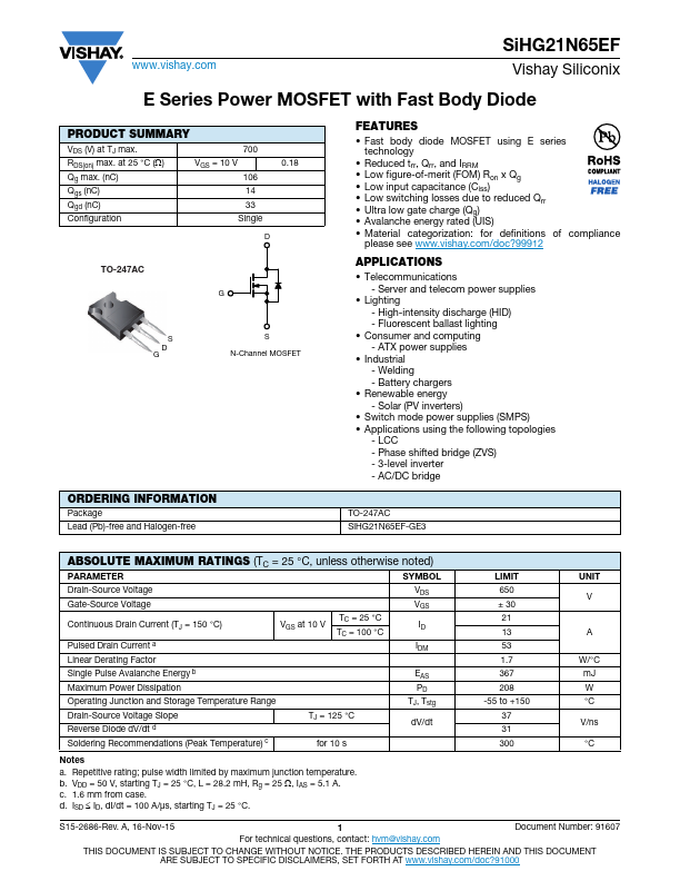 SiHG21N65EF