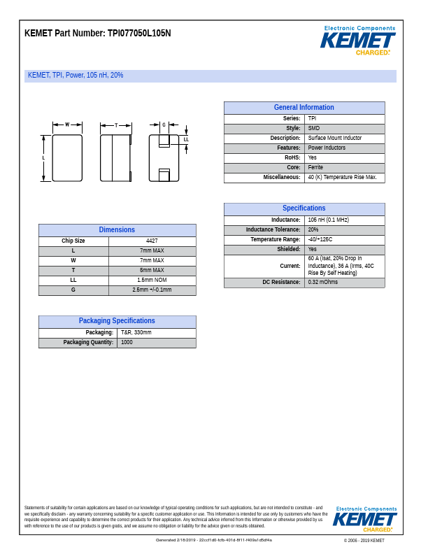 TPI077050L105N