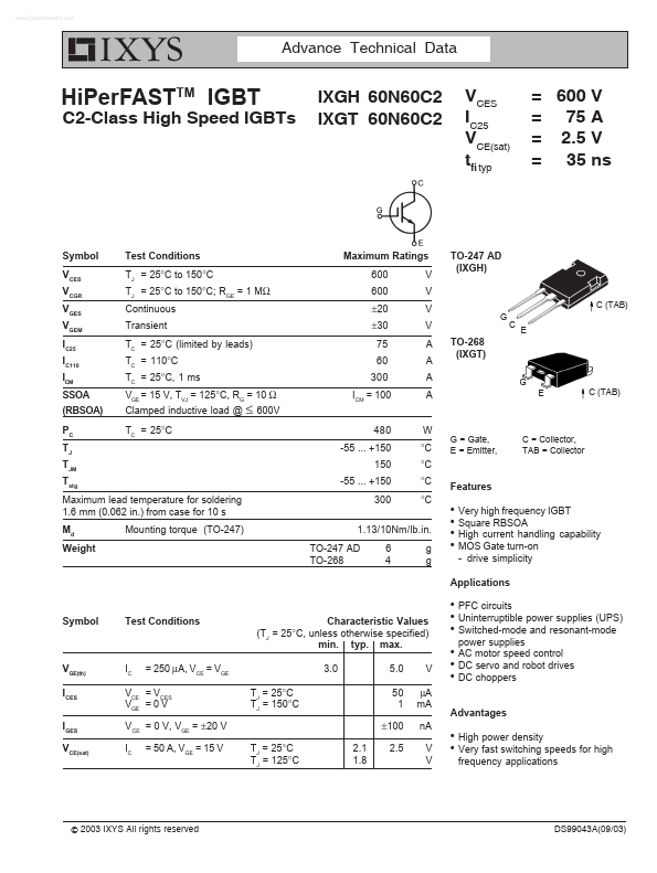 IXGH60N60C2