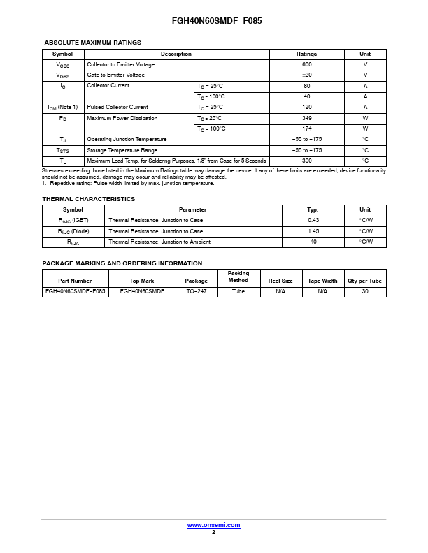 FGH40N60SMDF-F085