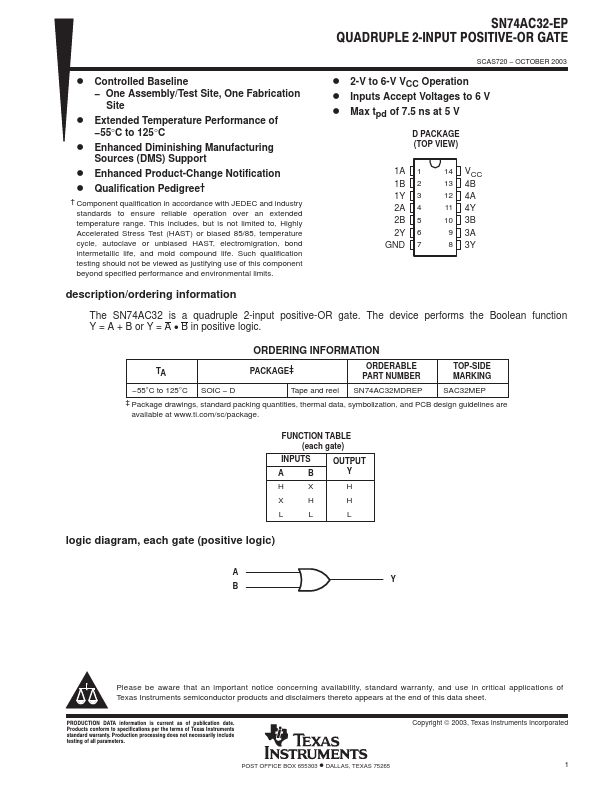 SN74AC32-EP