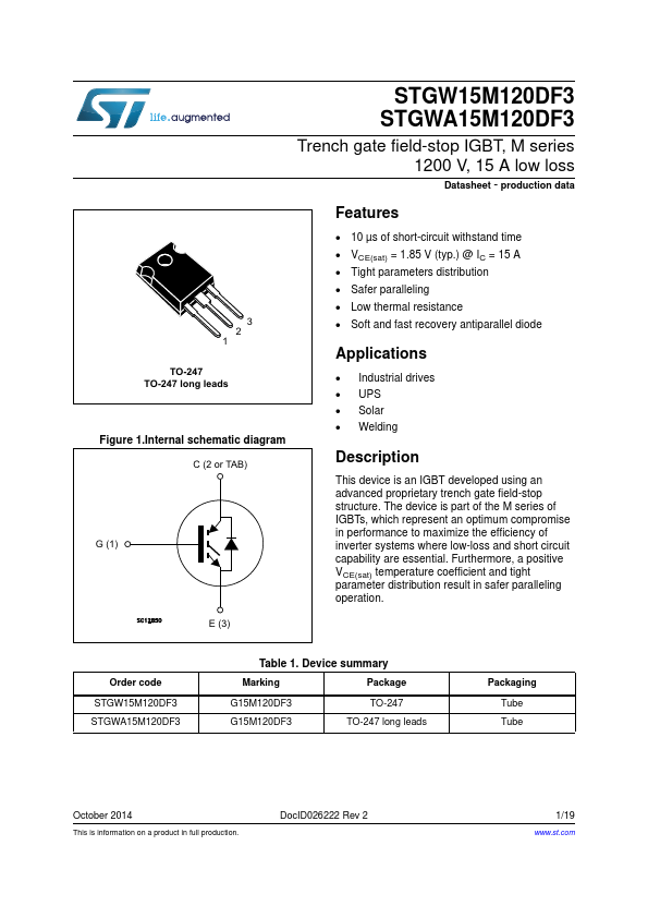 STGWA15M120DF3