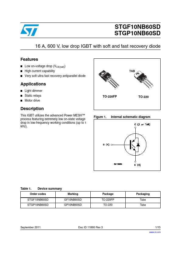 STGF10NB60SD