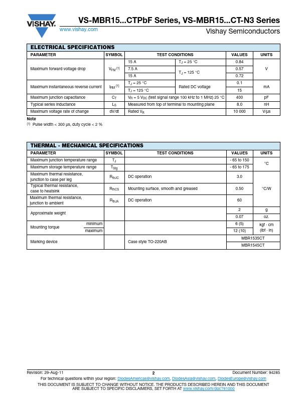 VS-MBR1545CT-N3