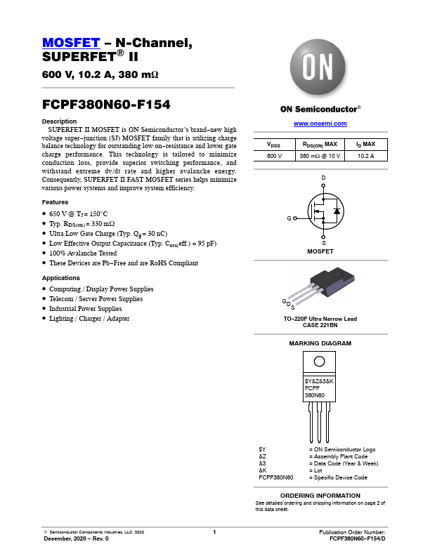 FCPF380N60-F154