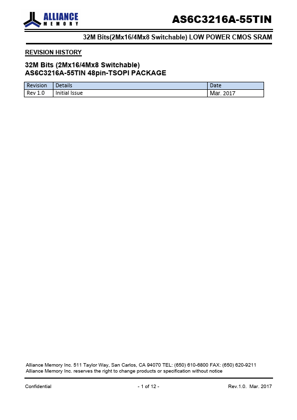 AS6C3216A-55TIN