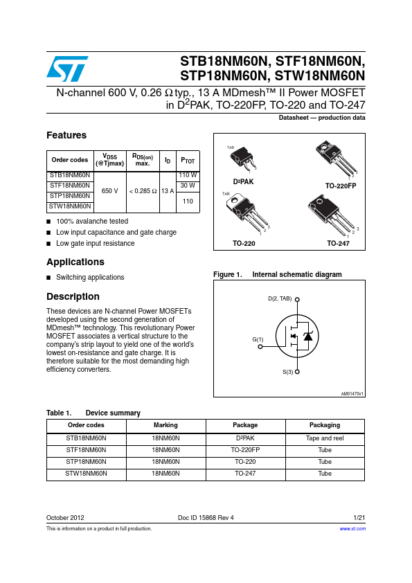 STP18NM60N