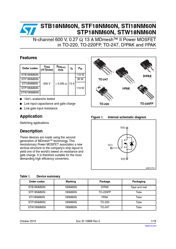 STI18NM60N