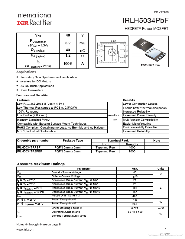 IRLH5034PBF