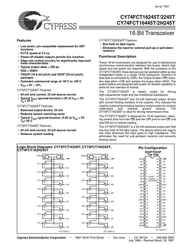 CY74FCT162245T