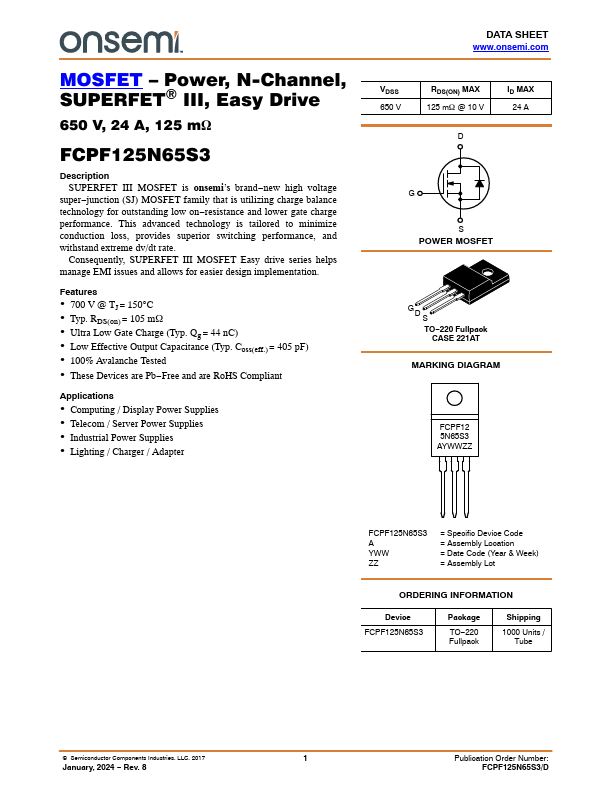 FCPF125N65S3