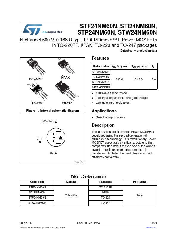 STW24NM60N