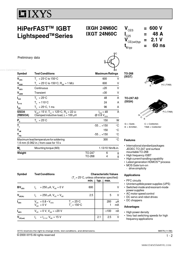 IXGT24N60C