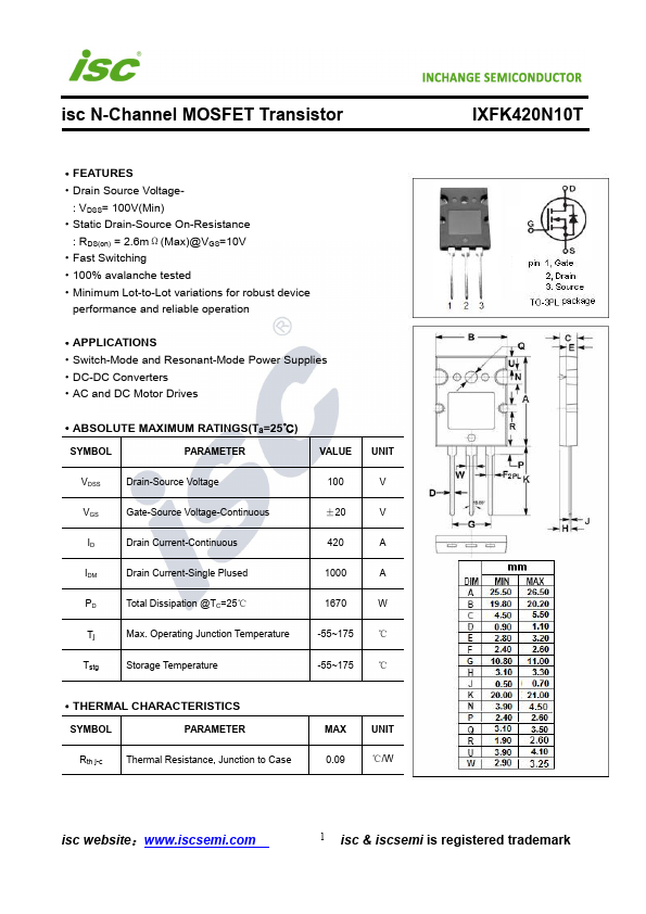 IXFK420N10T