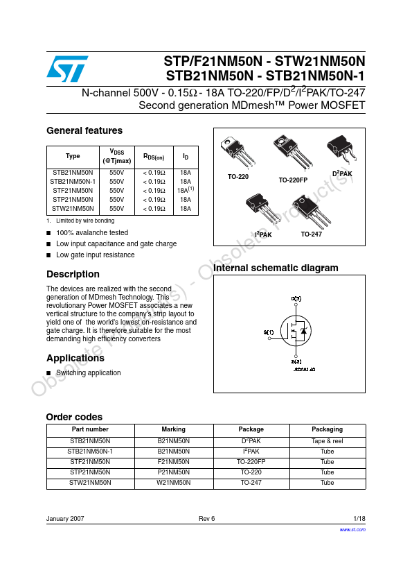 STW21NM50N