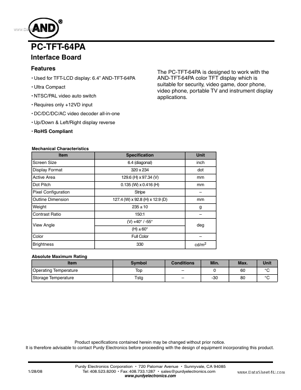 PC-TFT-64PA