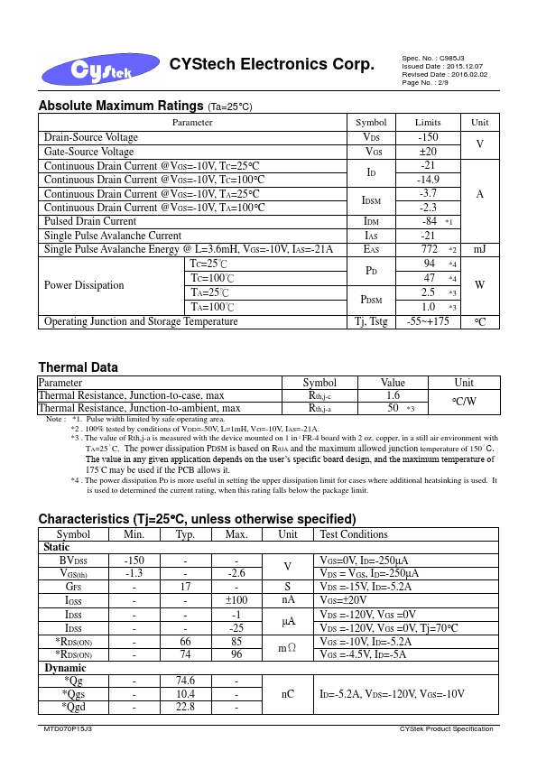 MTD070P15J3