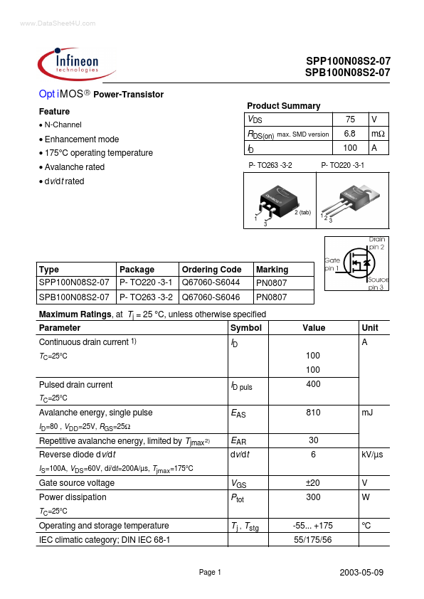 SPP100N08S2-07