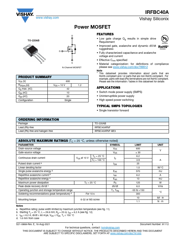 IRFBC40A