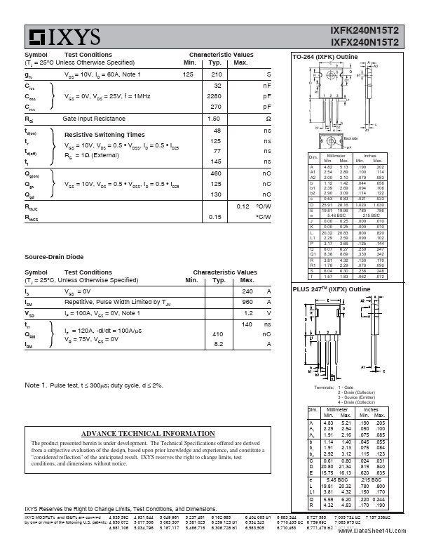 IXFK240N15T2