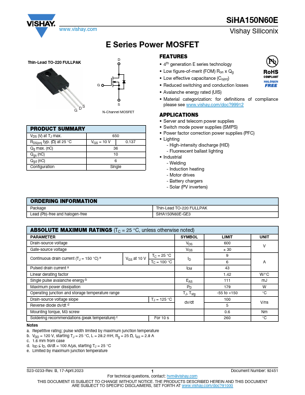 SiHA150N60E