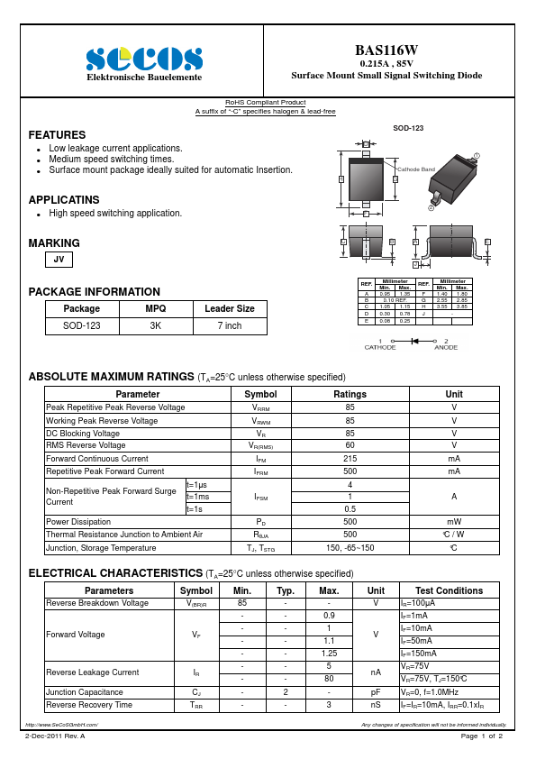 BAS116W