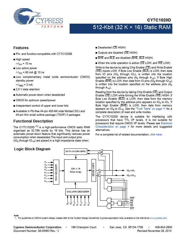 CY7C1020D