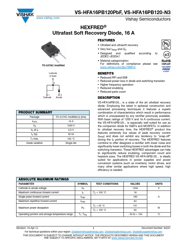 VS-HFA16PB120PbF