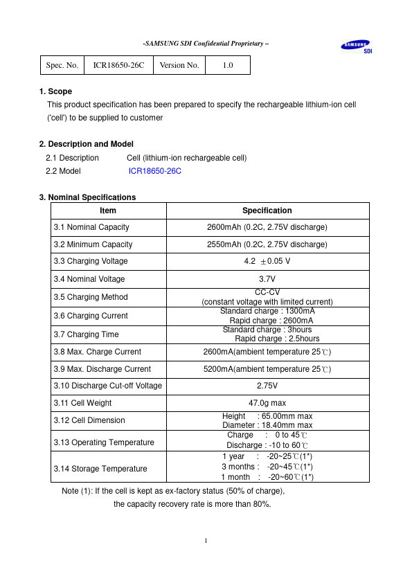 ICR18650-26C