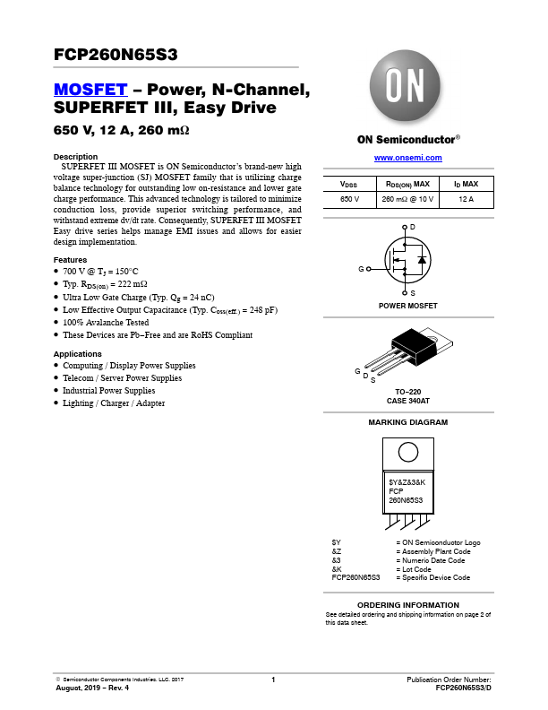 FCP260N65S3