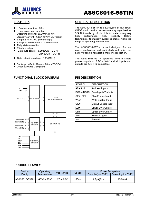 AS6C8016-55TIN