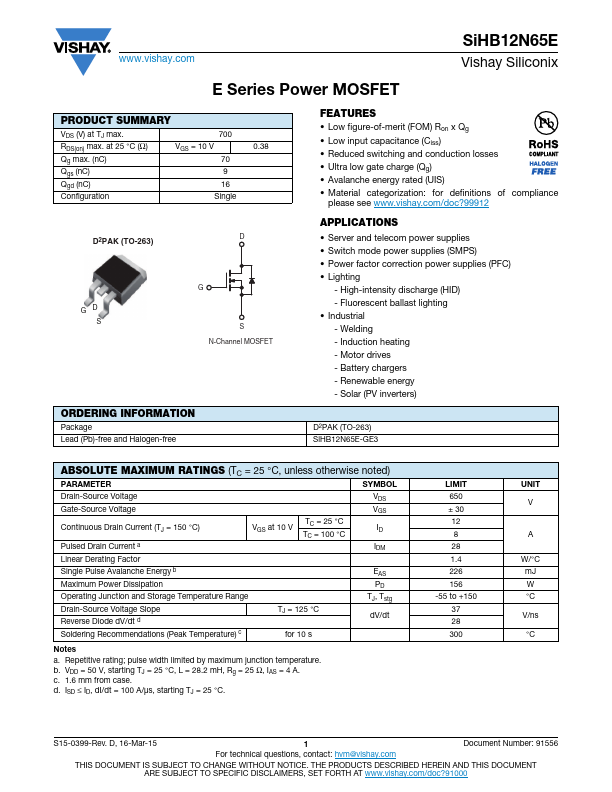 SiHB12N65E