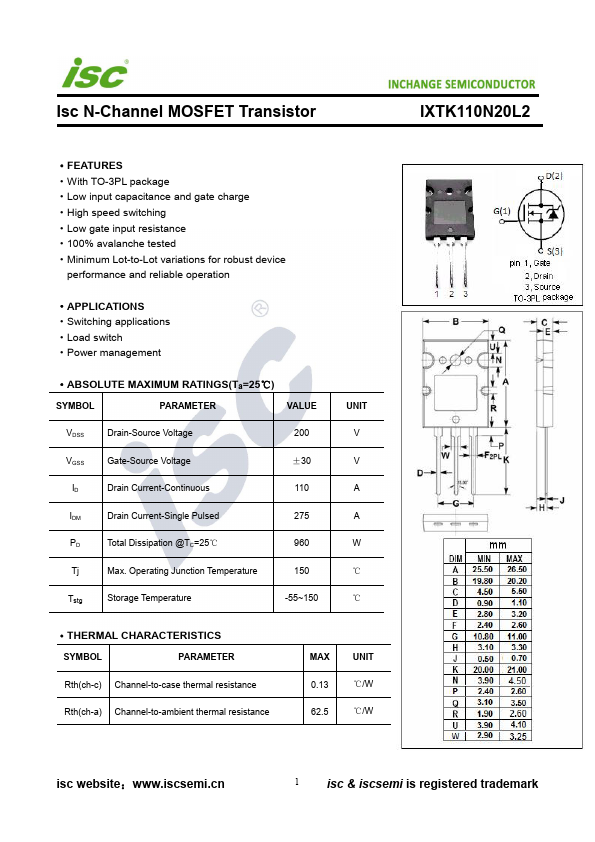 IXTK110N20L2