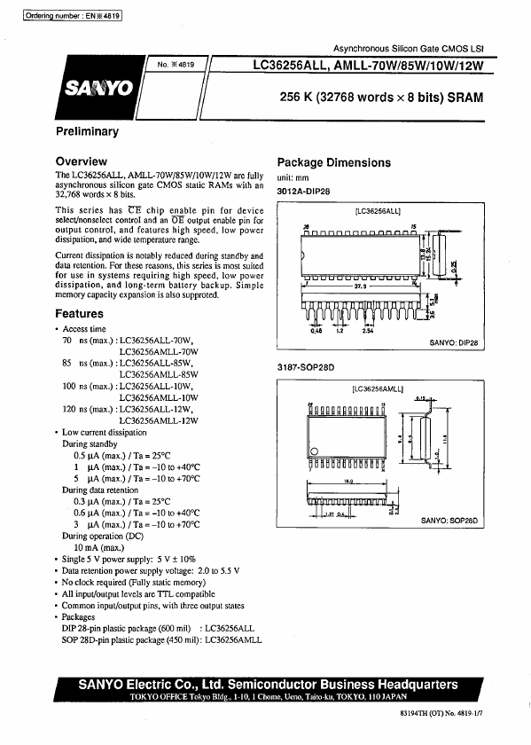 LC36256AMLL-12W