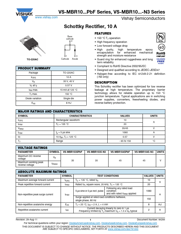 VS-MBR1035PbF