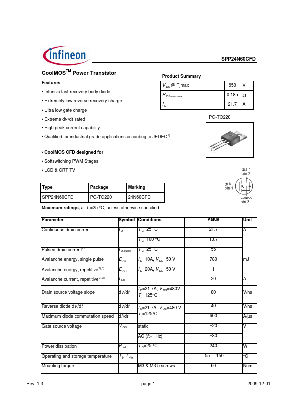 SPP24N60CFD