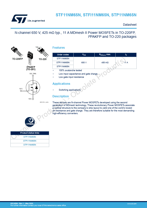 STFI11NM65N