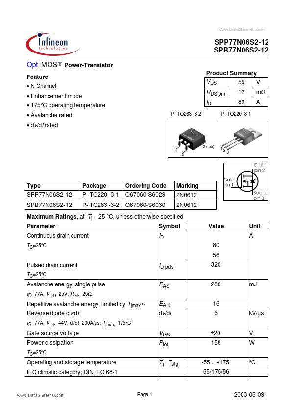 SPB77N06S2-12