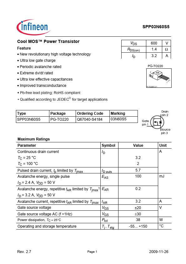 SPP03N60S5