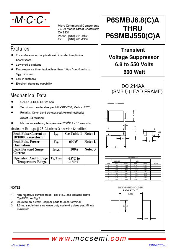 P6SMBJ160A