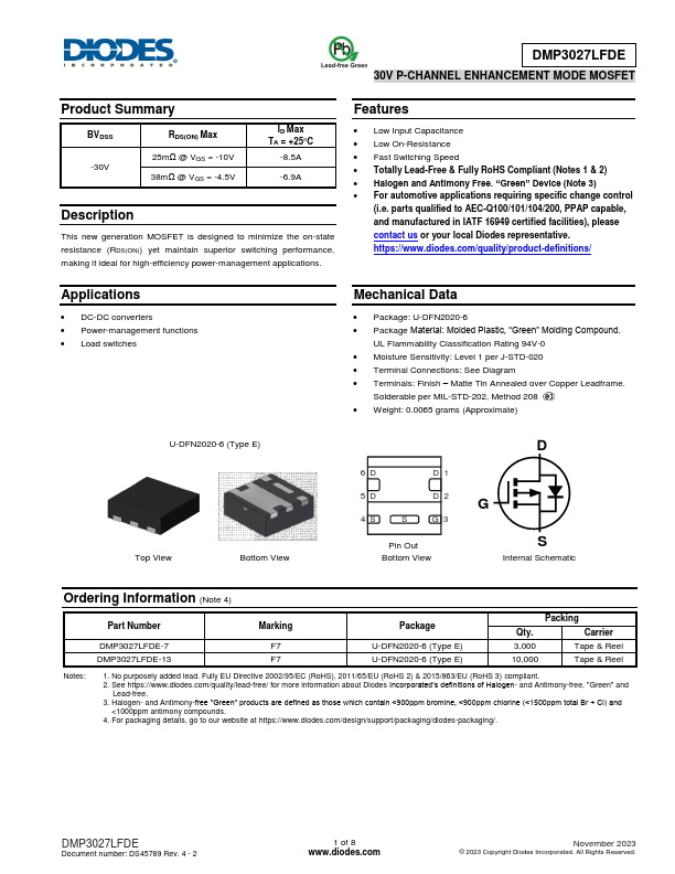 DMP3027LFDE