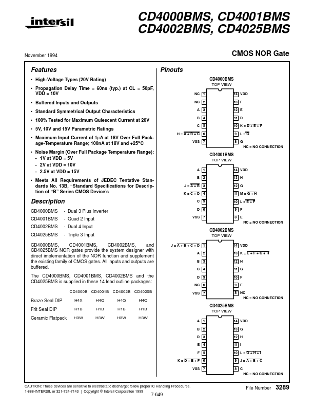 CD4001BMS