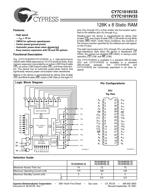 CY7C1018V33