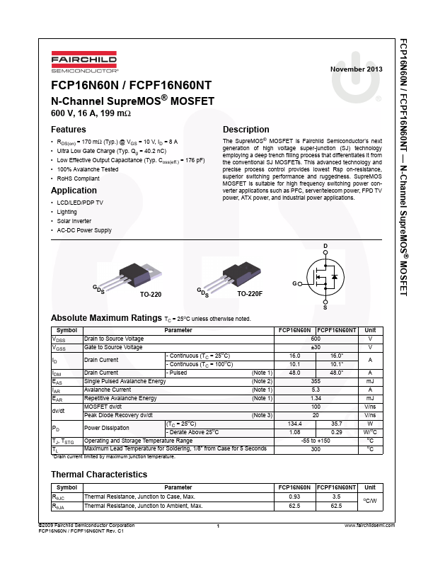 FCPF16N60NT