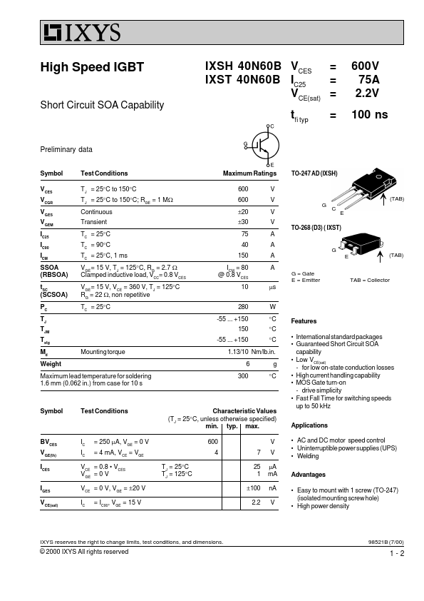 IXST40N60B