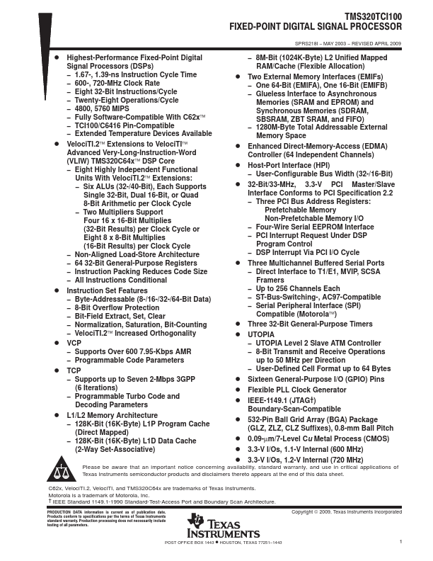 TMS320TCI100