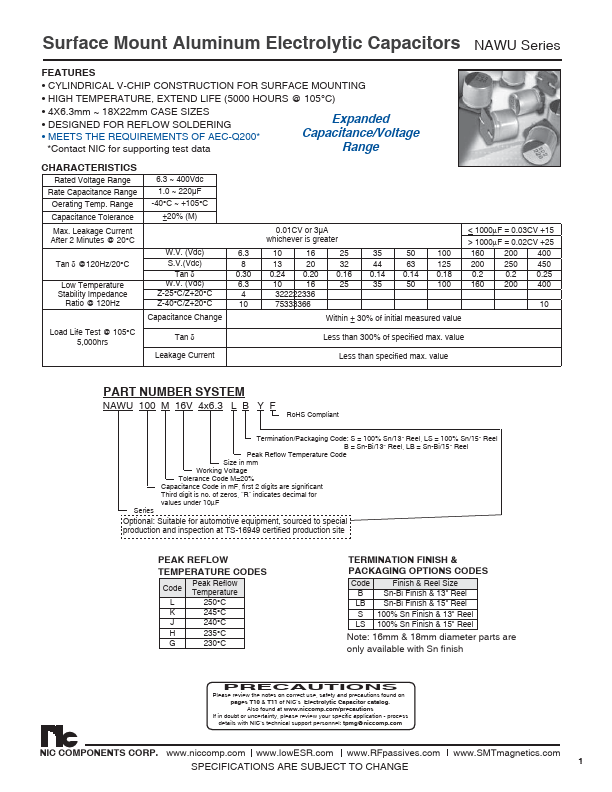 NAWU101M6.3V6.3X6.3LBF