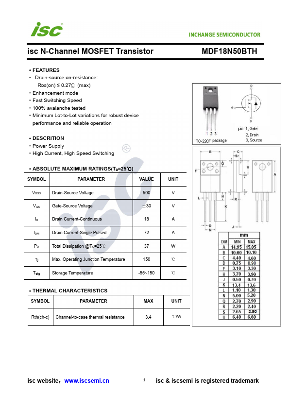 MDF18N50BTH