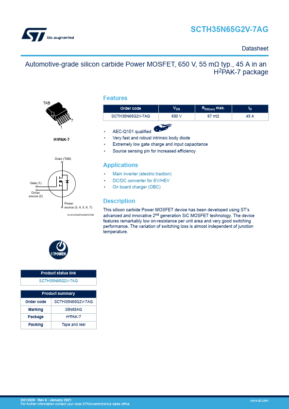 SCTH35N65G2V-7AG