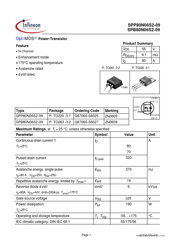 SPP80N06S2-09